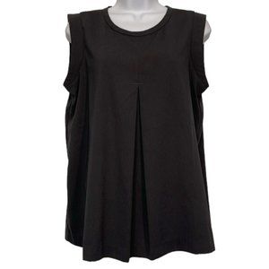 Women's J. Crew Black Pleated Sleeveless Loose Fitting Black Blouse Size 8 EUC